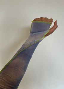 Blue Tie-Dye Mesh Long Sleeve Top