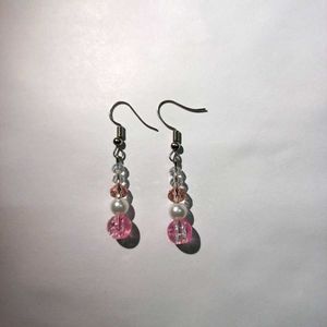 Handmade Beaded Earrings - Pink