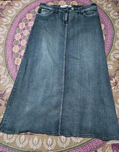 Off Black Denim Long Skirt