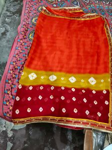 Laxmipati Women&#39;s Chiffon Saree red ♥️