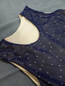 Navy Polka Dot Sleeveless Dress