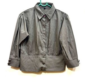 Women Green Crop Shirt