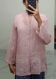 Pink Embroidered Kurti