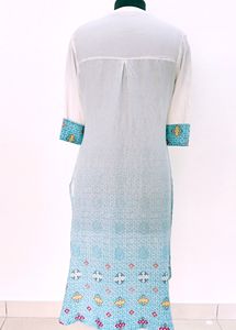 White &amp; Blue Printed Kurti