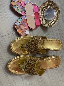 Golden Embellished Flats