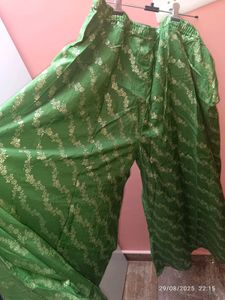 Free Size Green Full Flared Palazzos