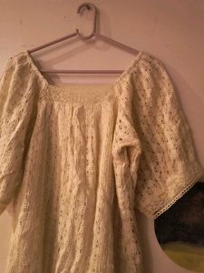 Lace Puff Sleeve crochet Top