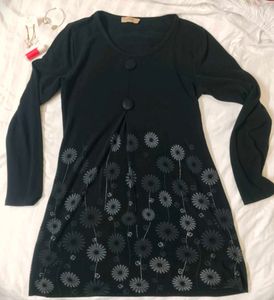 Floral Print Black Dress