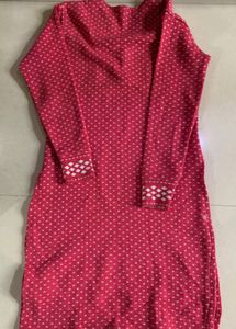 woolen Pink Embroidered Kurta