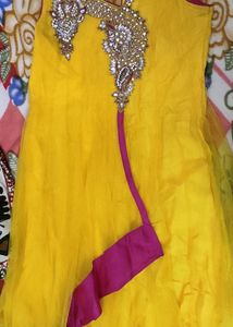 Yellow Net Kurta