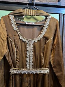 Lavanya Chocolate Brown Silk Long Dress &amp; Dupata