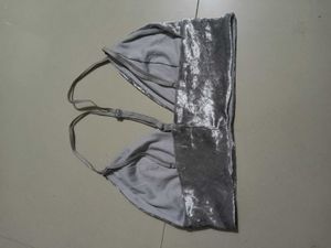 Gray velvet bralette bra