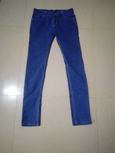 Blue Polka Dot Denim Jeans