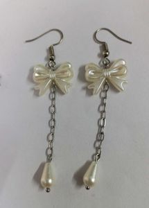 🤍 Handmade Cute &amp; Classy Pearl Bow Drop Earrings