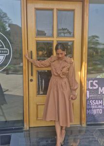 Elegant Brown Midi Dress