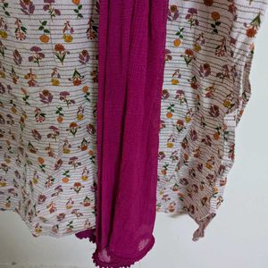 Floral Print Kurti with Dupatta