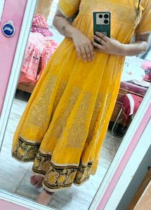 Yellow Embroidered Anarkali Dress 💛