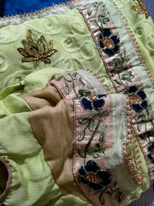 Beautiful Green Chikankari Saree