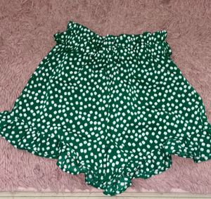 Floral Green Ruffle Shorts