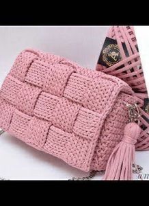 Handmade Beautiful Crochet Pink Bag