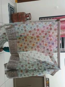 Floral Print Organza Saree