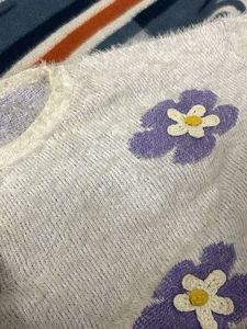 Floral Fuzzy Knit Sweater