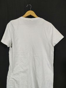 Women White Plain T-shirt | Bust 40| Length 26