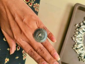 Oxidised Necklace with finger ring