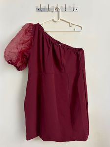 Instafab Maroon Off-Shoulder Sheath Dress