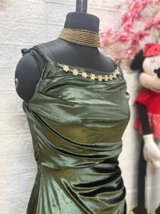 Green Draped Evening Dress