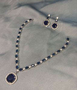 Blue American Diamond Jewellery set