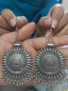 Oxidized Silver Dangle Earrings