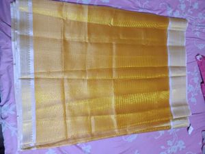 New Golden Tissue Silk Saree Dual Tone.