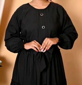 🆕 Elegant Black Ruffle Abaya Dress