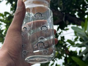 Cute Bunny Glass Bottle – With Straw, Lid