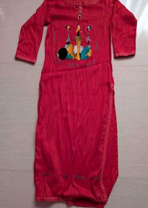 Red Embroidered Kurta