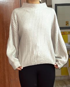 Balloon Sleeve Turtle Neck Baggy Sweater