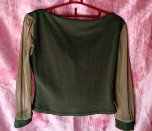 Olive &amp; Beige Long Sleeve Top