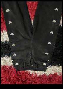 heart print desine straight jeans