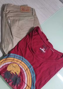 Cotton Trouser And Hosry T-shirt