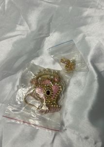 Brand new heavy Pink Beaded Necklace &amp; Earring Set