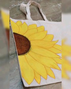 Hand painted sunflower tote bag
