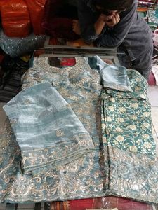 Elegant Teal & Gold Pakistani Suit