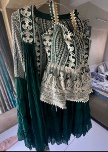 White Embroidery Work Sharara Set
