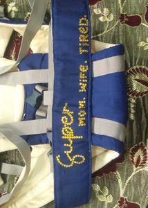 Baby Caring Bag With Handmade Stone Slogan Belt