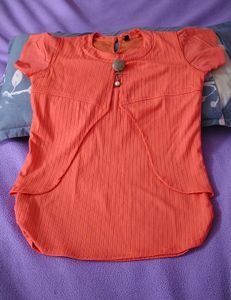 Coral Ribbed Top