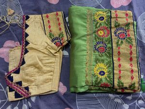 elegant embroidery saree with blouse