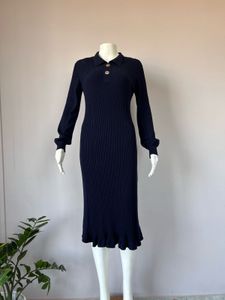 Navy Blue Ribbed Premium Dress