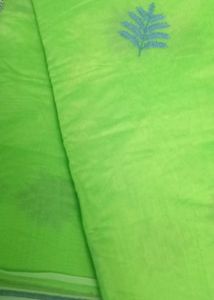 Fluorescent Cotton Green Saree