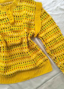 Handmade Knit Ruffle Sweater